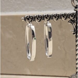 Stunning Sterling Silver Mirror Finish 40mm Oval Hoop Earrings JCM